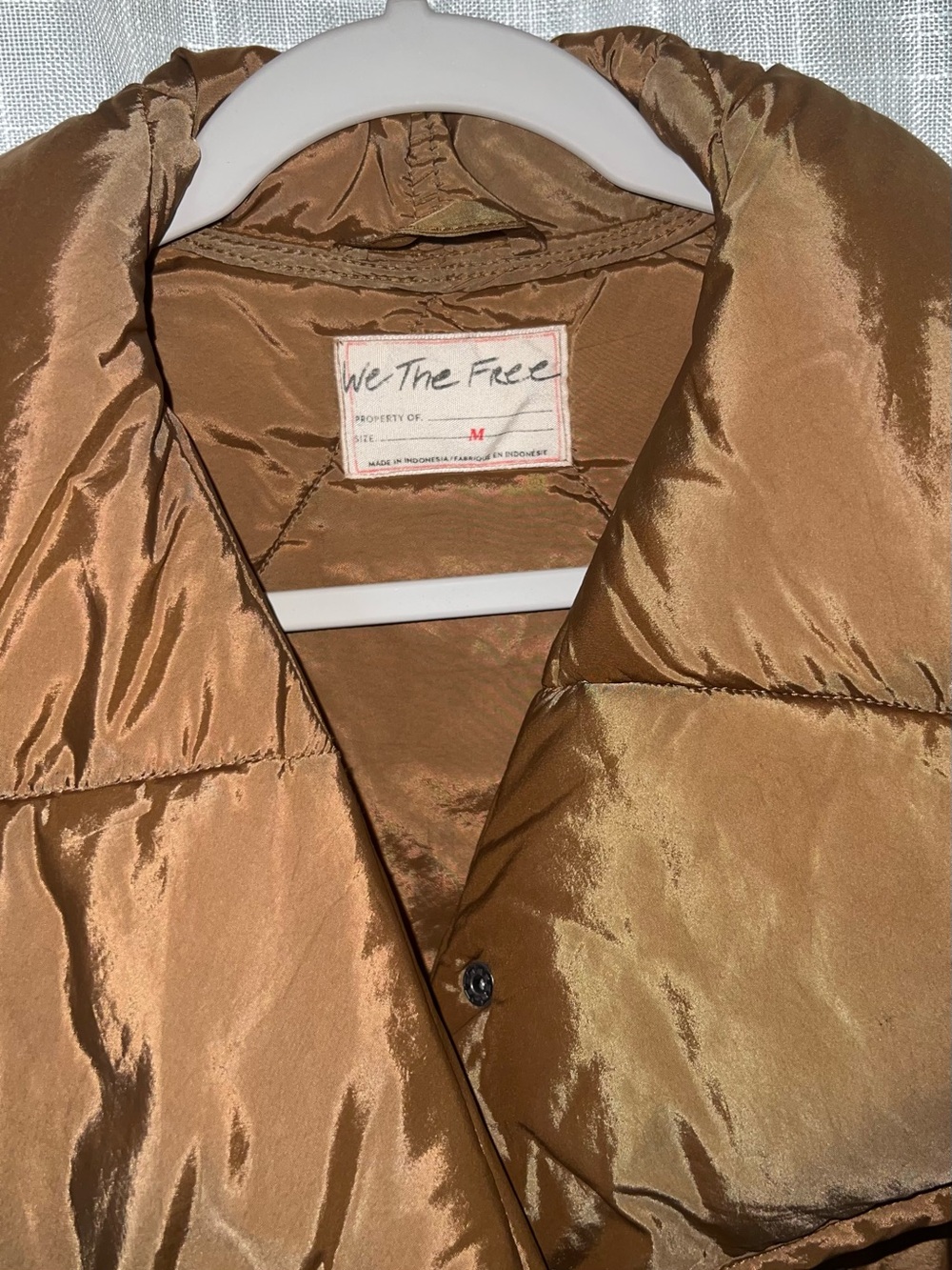 We the Free People Joanna Maxi Puffer Jacket Coat quilted brown tan size medium - Picture 3 of 7